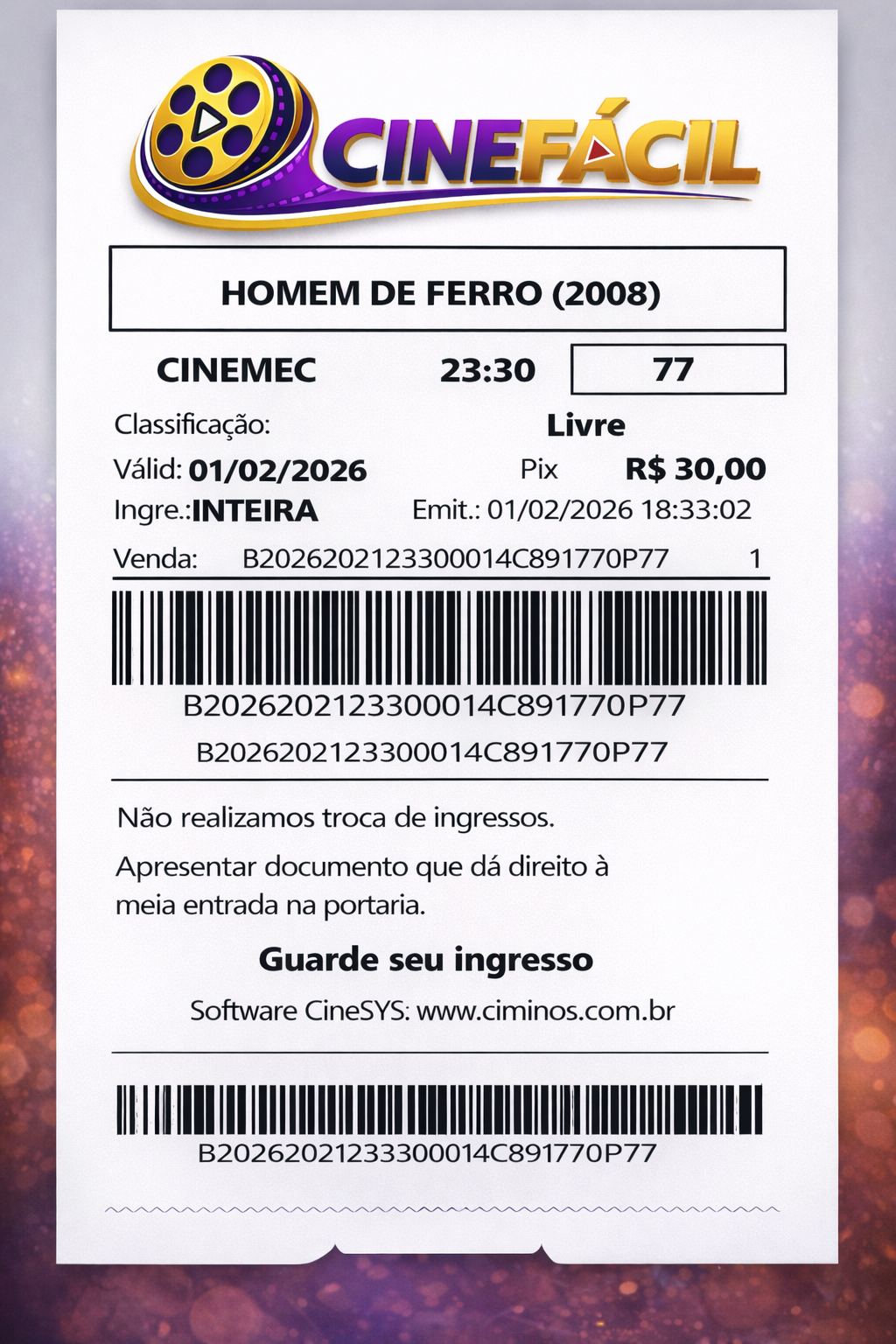 Tela 2 do CineFácil